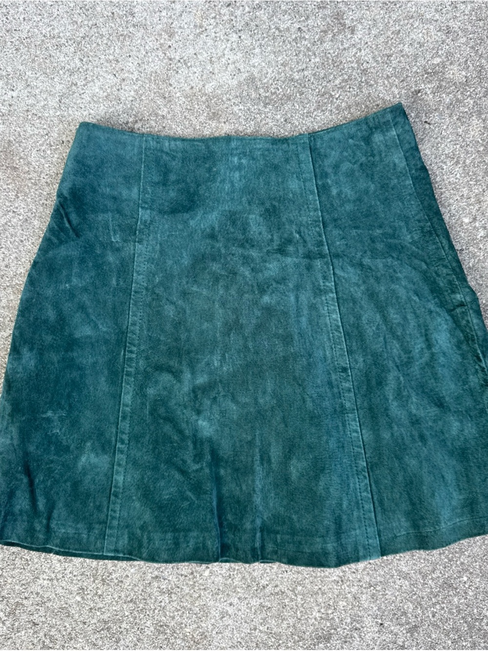 Vintage 90s Express Suede Leather Mini Skirt Button Front Green size 7/8 - Picture 4 of 5